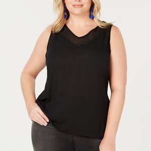 INC Sheer Trim Black Tank Top NWOT